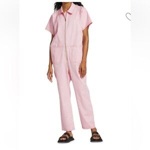 Rachel Comey Barrie Pink Utility Jumpsuit with Collared Neckline